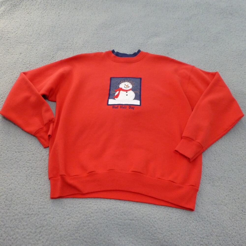 Vintage Christmas Sweater Womens Large Red Snowman Funny Grandma Ugly